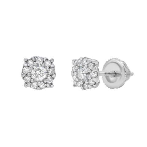Regal 14K White Gold Diamond Cluster Earrings - 0.27ct.