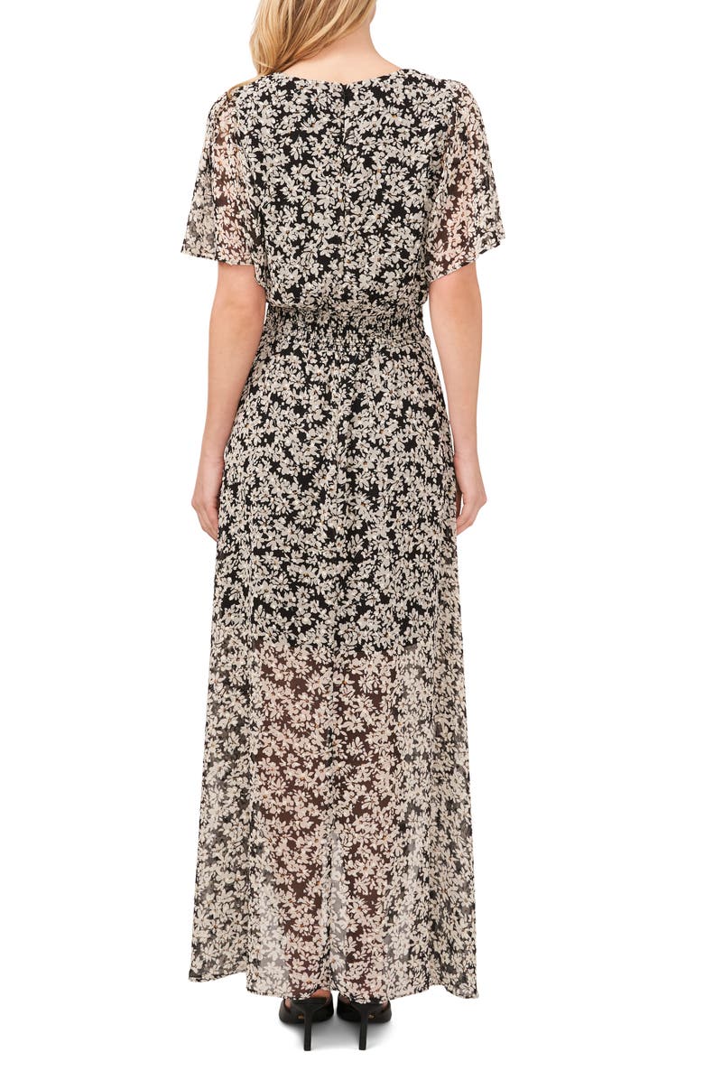 CeCe Clip Dot Flutter Sleeve Smocked Waist Dress, Alternate, color, 