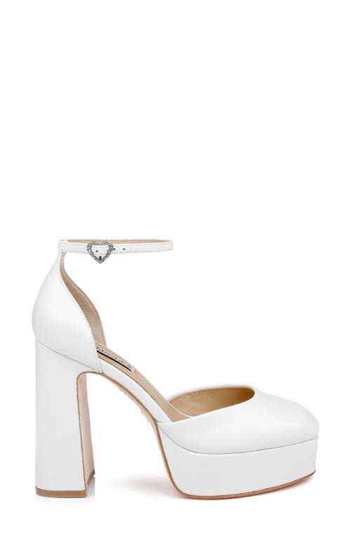 Shop Badgley Mischka Collection Jayda Ii Ankle Strap Platform Pump In White Leather
