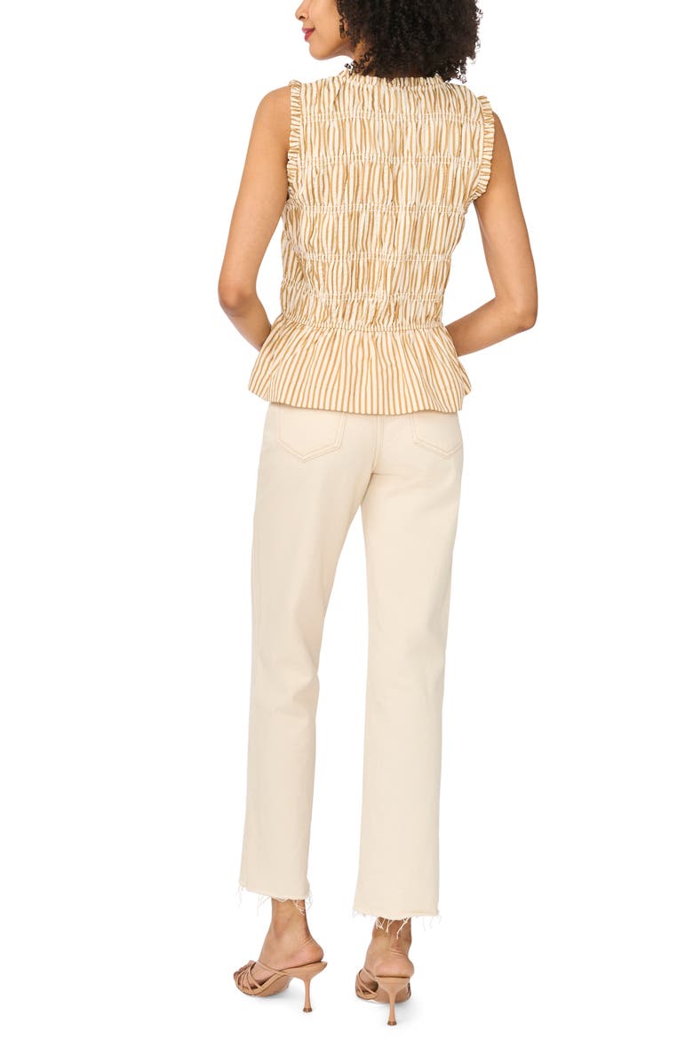 Sleeveless Ruffle Gathered Top, Alternate, color, SOFT GOLD STRIPE