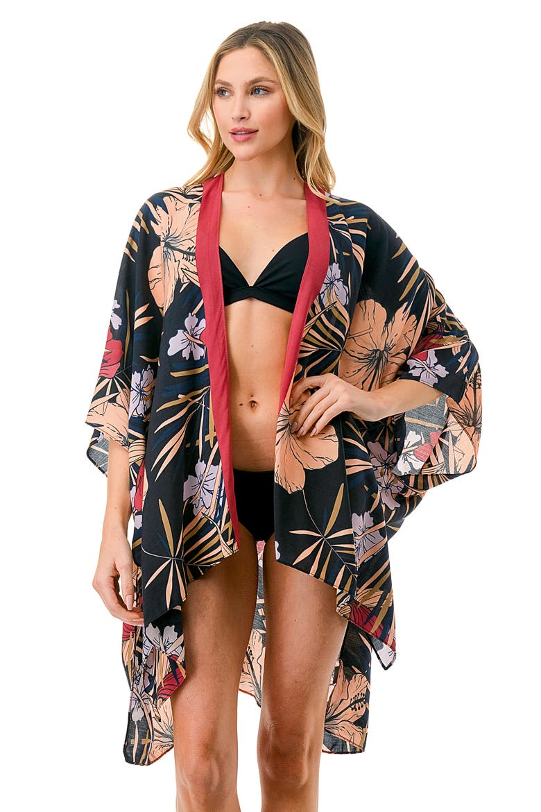 Floral Print Topper, Alternate, color, BLACK
