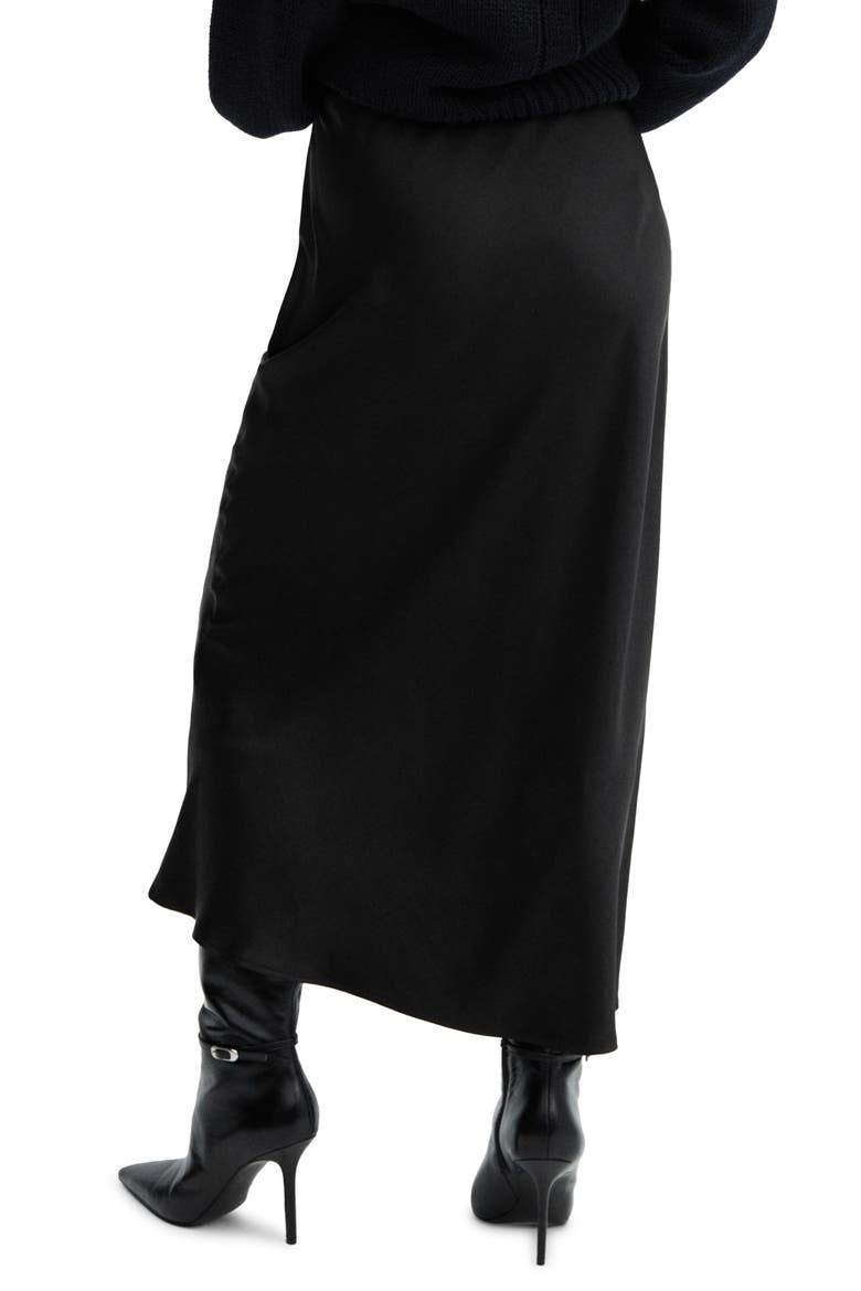 Satin Midi Skirt, Alternate, color, BLACK
