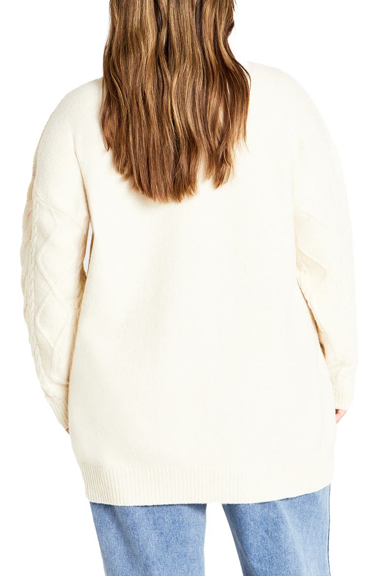 Jojo Oversize Fisherman Sweater, Alternate, color, CREAM