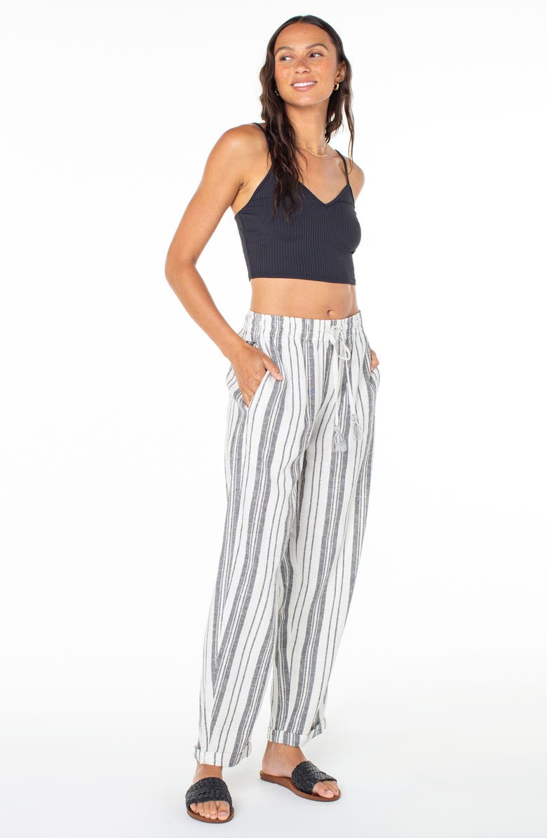 Roxy Kapena Stripe Linen Blend Drawstring Pants, Alternate, color,