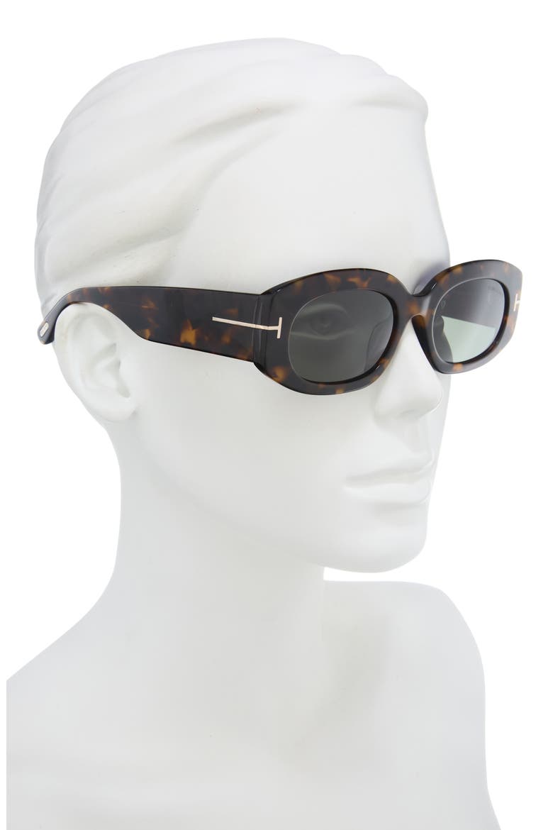 Cielle 54mm Oval Sunglasses, Alternate, color, DARK HAVANA / GREEN