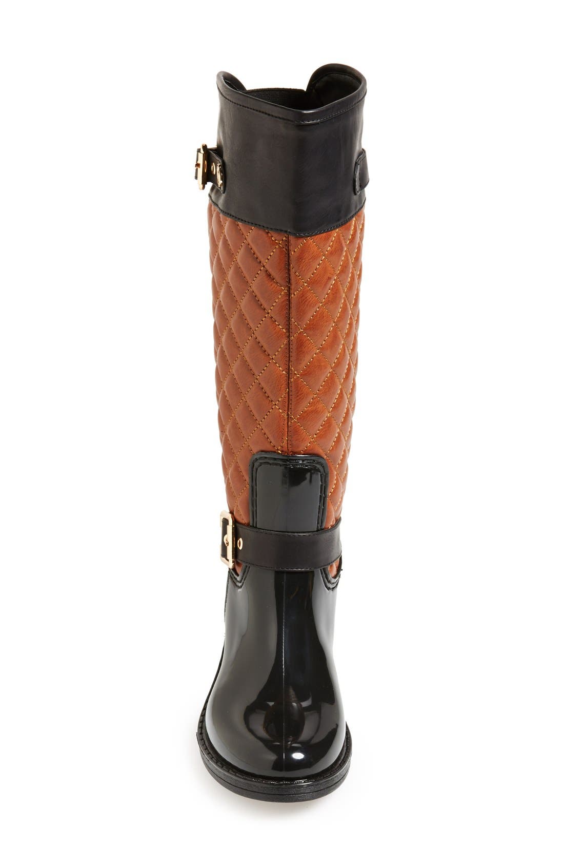 'Peacon' Quilted Tall Rain Boot, Alternate, color, TAN/ BLACK