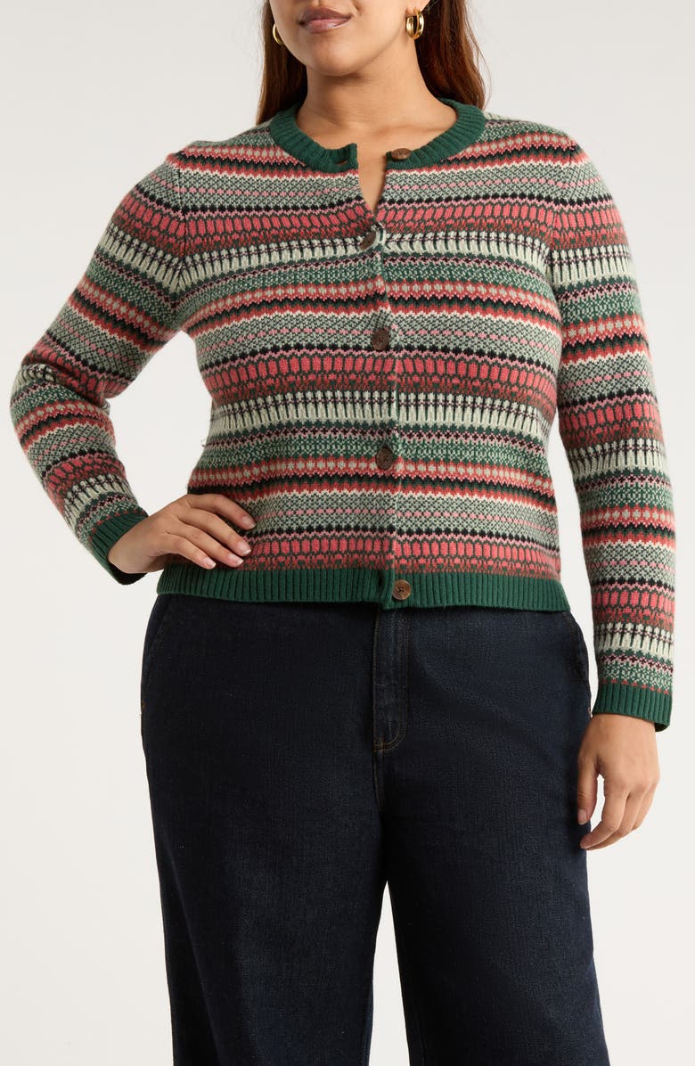 Seasalt Cornwall Percella Cove Fair Isle Merino Wool Blend Cardigan, Alternate, color, Weaving Needle Dark Forage Mix