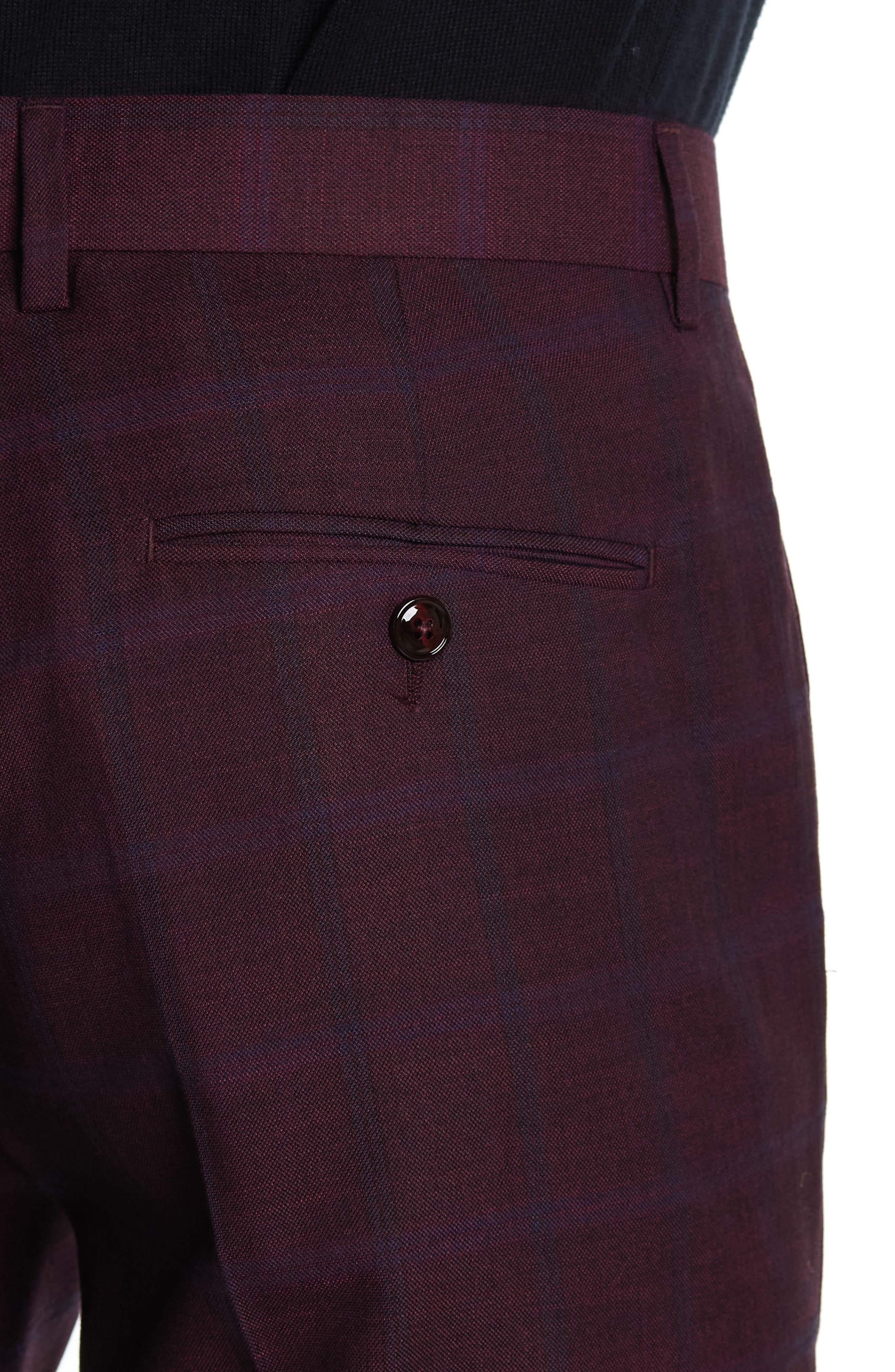 SOUL OF LONDON Burgundy Check Two Button Notch Lapel Suit (Men ...