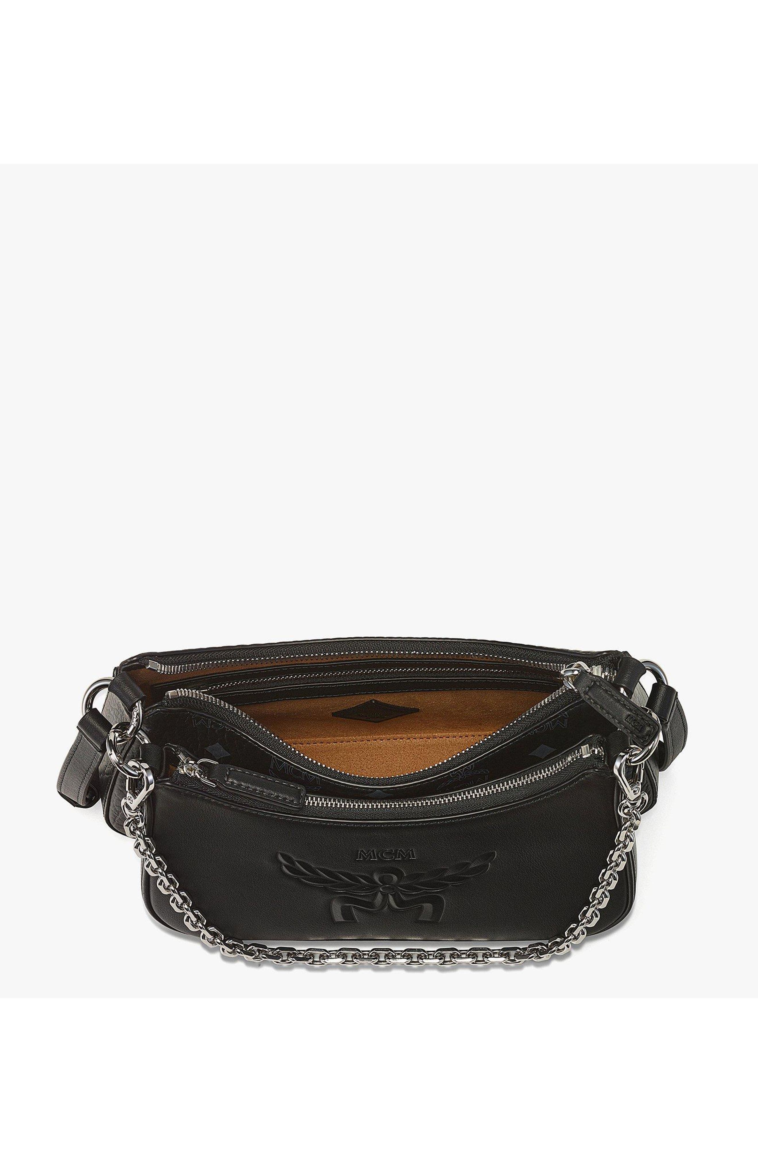 MCM Aren Duo Hobo in Visetos, Alternate, color, Black