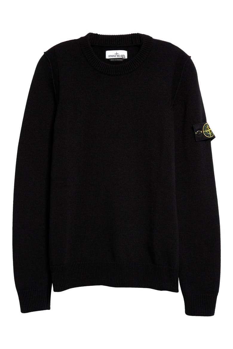 Crewneck Wool Blend Sweater, Alternate, color, BLACK