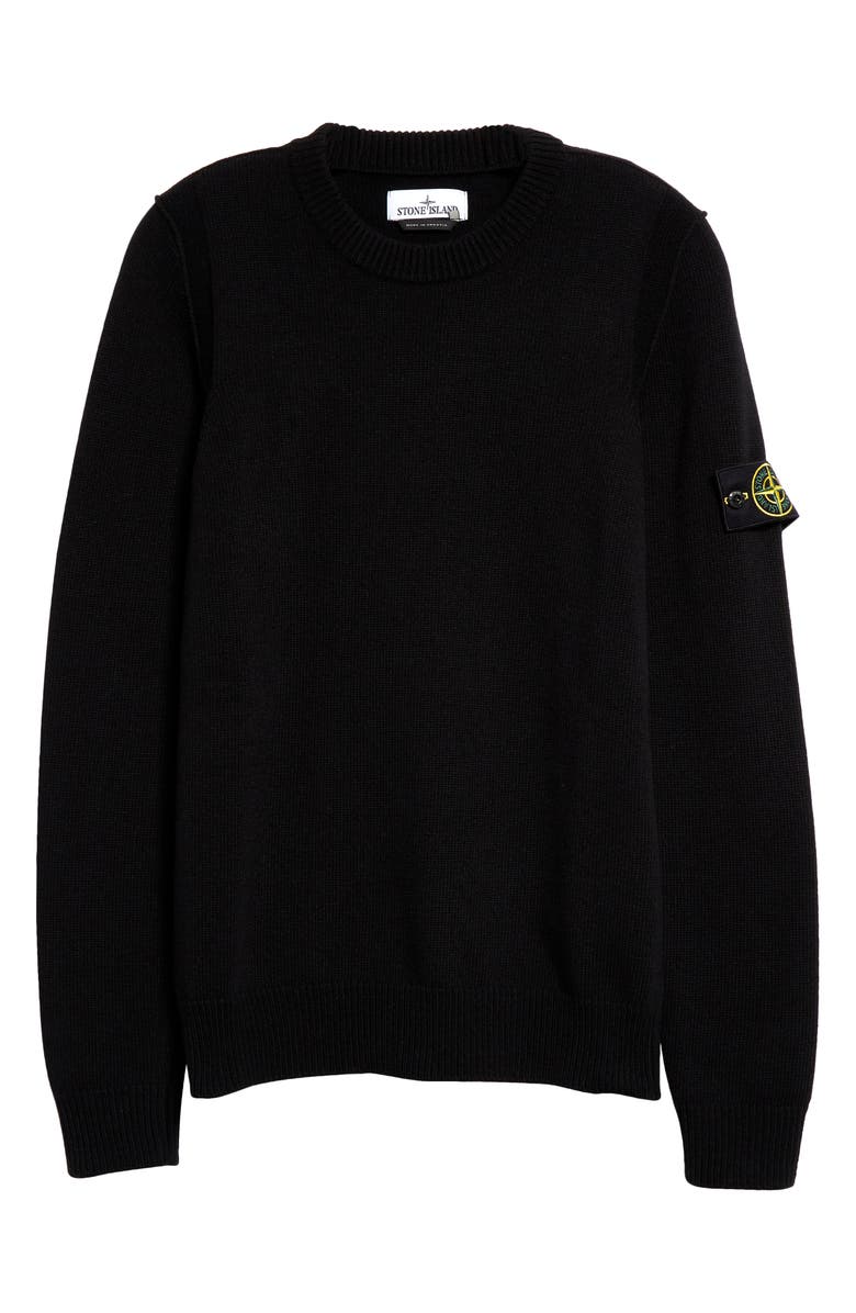 Stone Island Crewneck Wool Blend Sweater, Alternate, color, Black