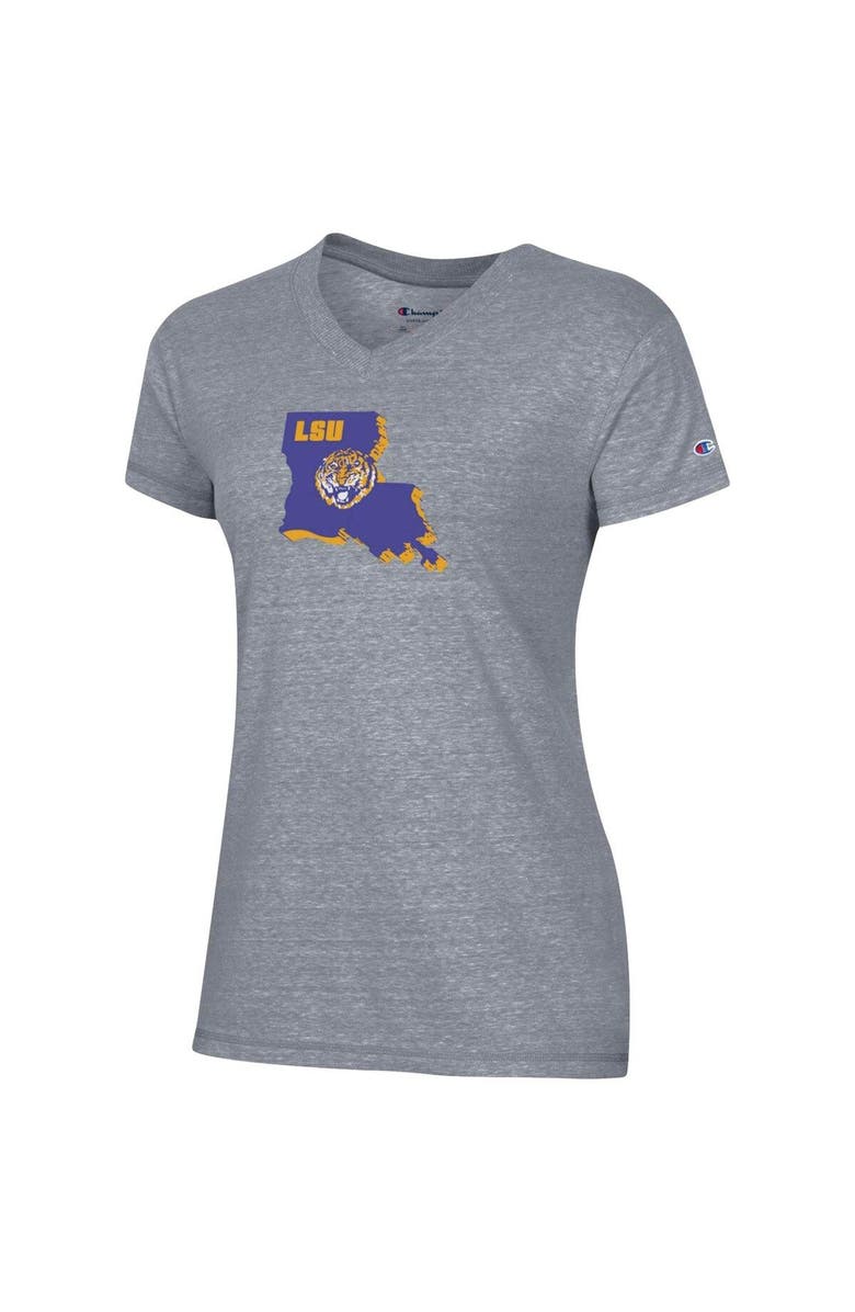 Champion Women's Champion Gray LSU Tigers Vault Logo V-Neck T-Shirt, Alternate, color, 