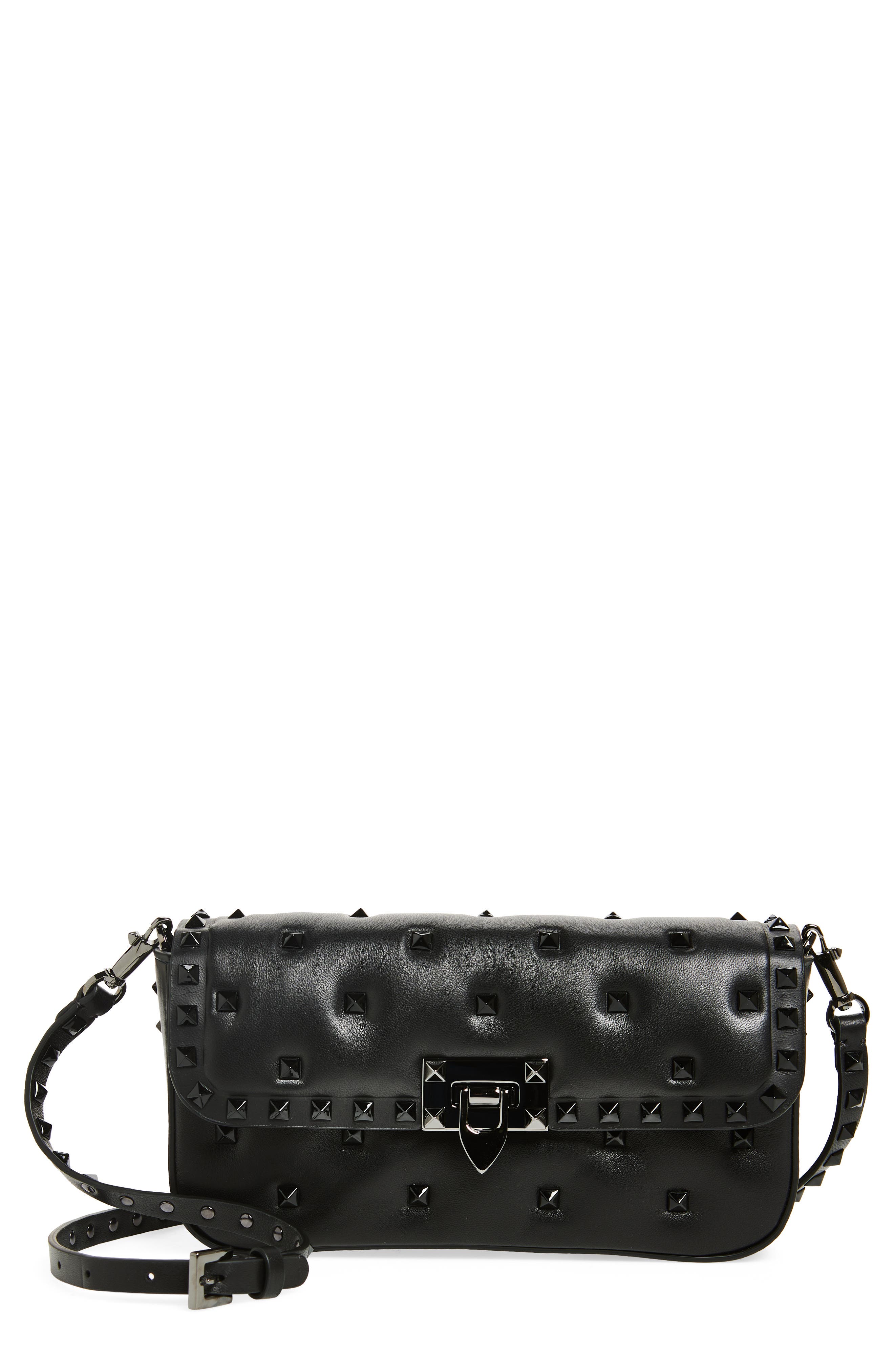Valentino Garavani Rockstud Leather Shoulder Bag, Main, color, 