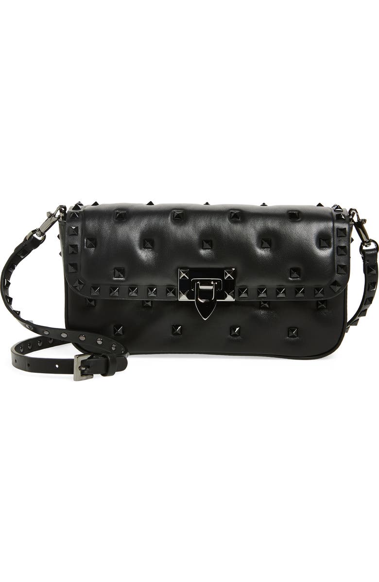 Valentino Garavani Rockstud Leather Shoulder Bag, Main, color,