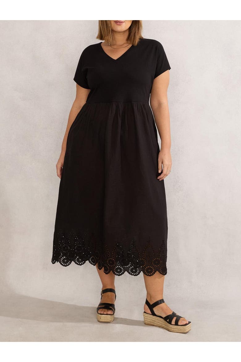 Jersey Woven Mix T-Shirt Dress, Alternate, color, Black