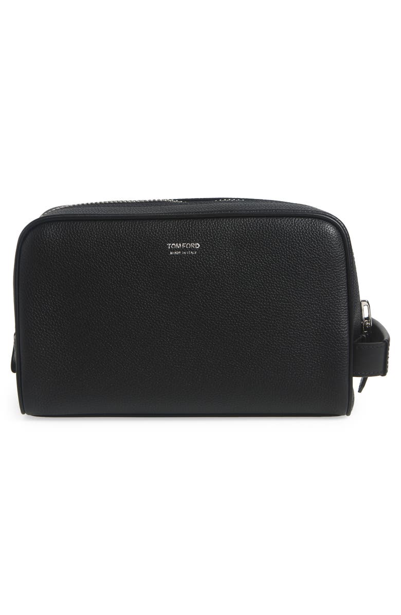 TOM FORD Soft Grained Leather Cosmetics Case, Alternate, color, Black