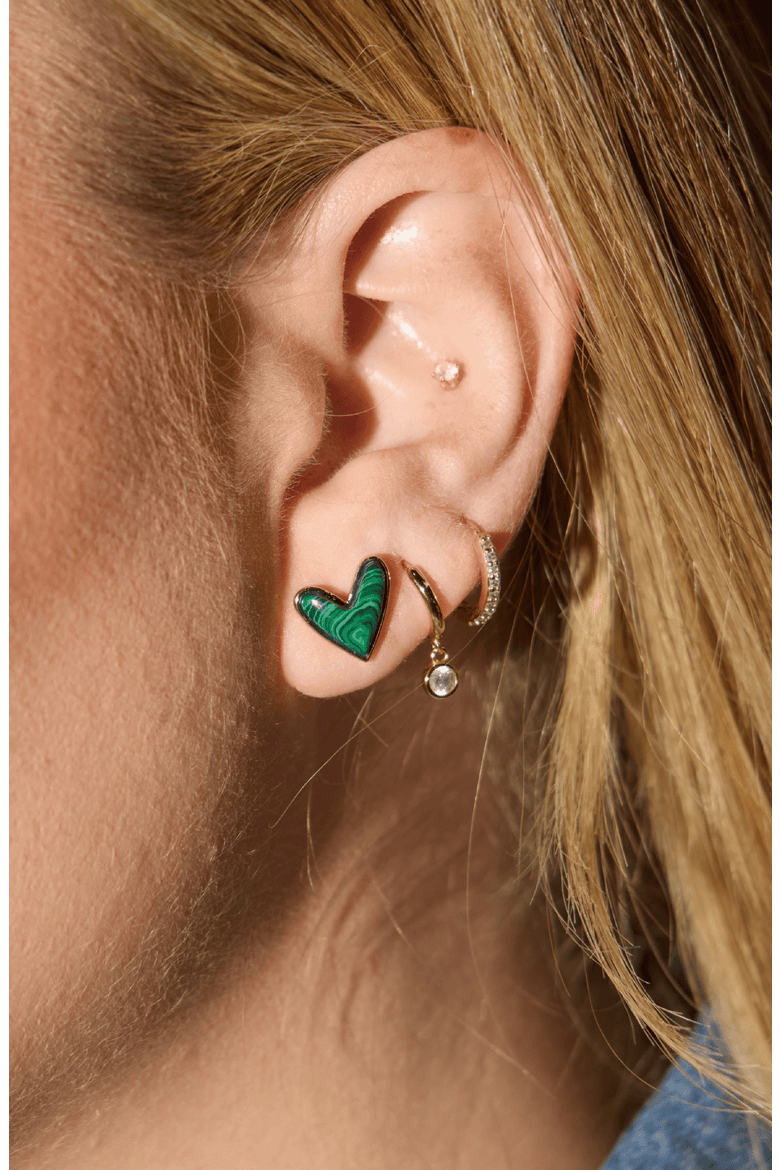 Malachite Sweetheart Stud Earrings, Alternate, color, Malachite