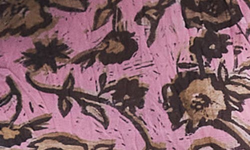 Topshop Floral Print Funnel Neck Crinkle Top In Pink