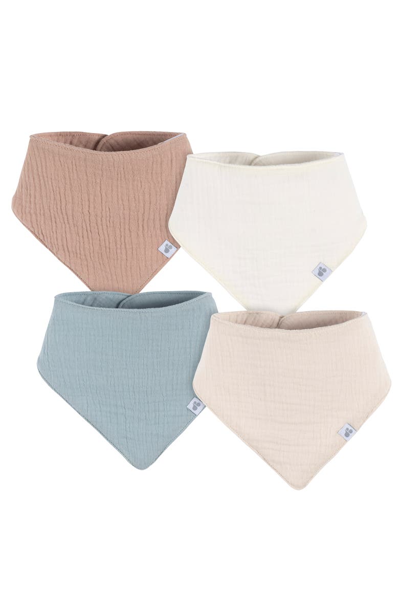 Just Born Muslin Bandana Bibs 4-Pack Neutral Colors, Main, color, Tans