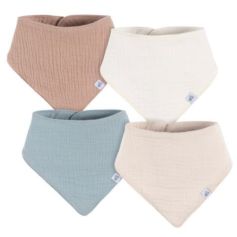 Muslin Bandana Bibs 4-Pack Neutral Colors (Baby)