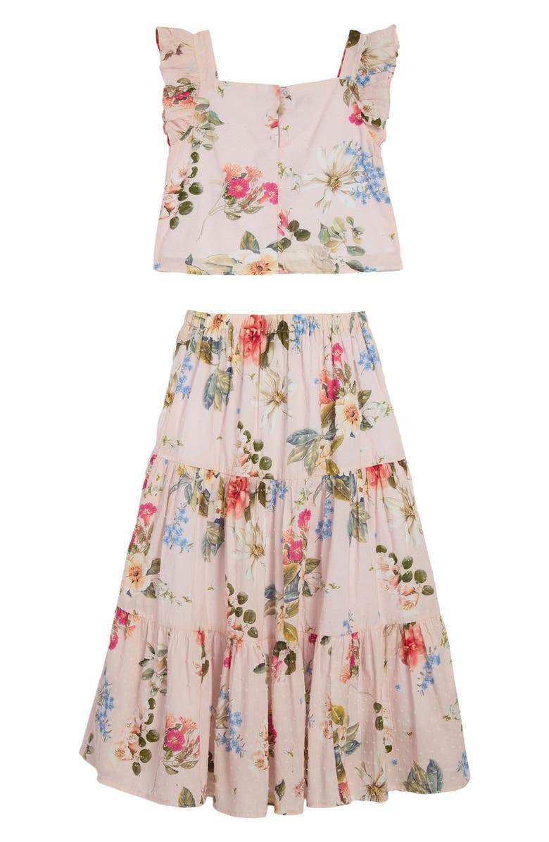 Pippa & Julie Kids' Floral Clip Dopt Tank & Maxi Skirt Set, Alternate, color,