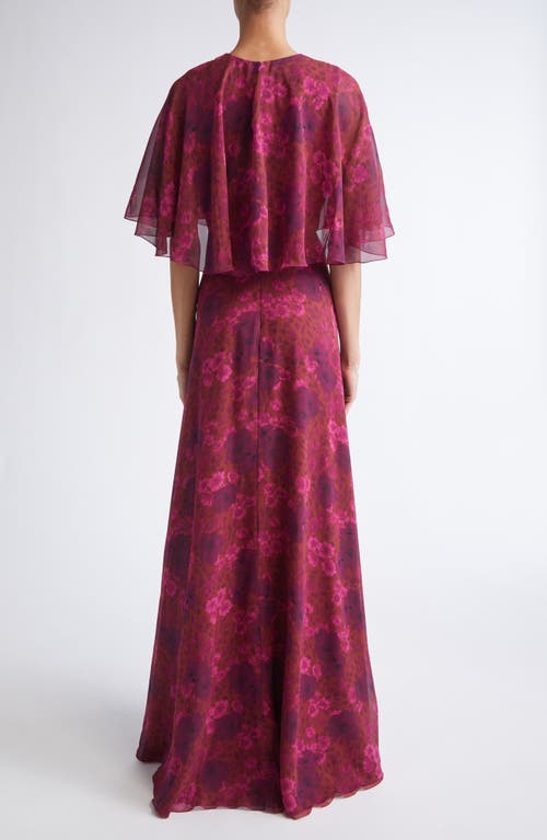 Giambattista Valli Anemones Cape Bodice Silk Georgette Dress In Pink