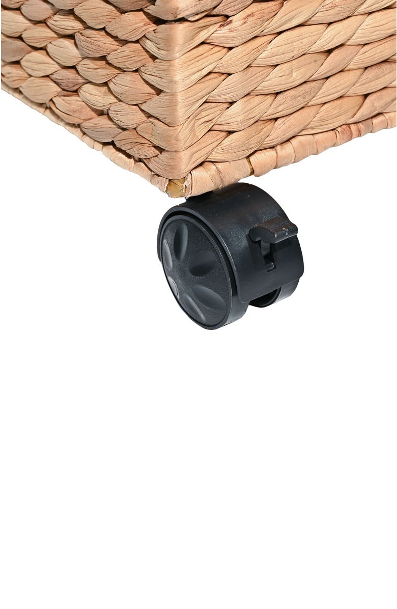 HAPPIMESS Ashton Classic Farmhouse Handwoven Hyacinth Rolling Filing Basket with Lid and 360 Degree Lockable Wheels, Alternate, color, Natural