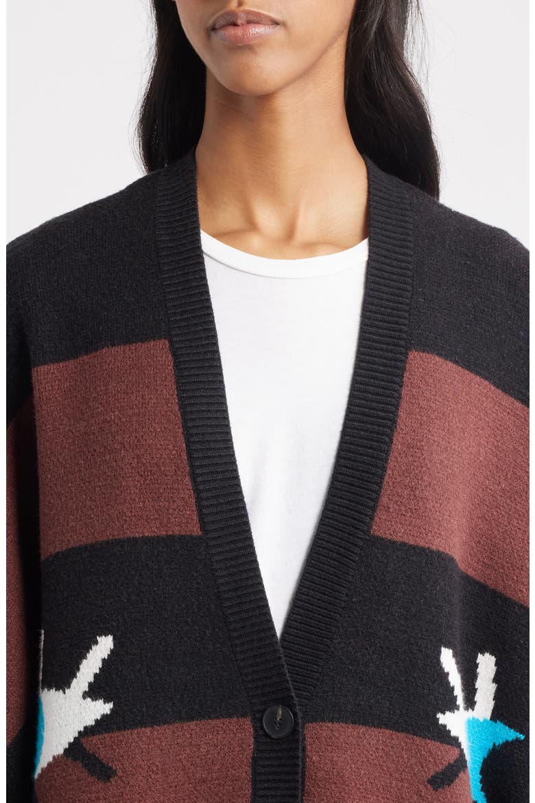 Here's to the Weirdos Oversize Cardigan, Alternate, color, BROWN/ BLACK