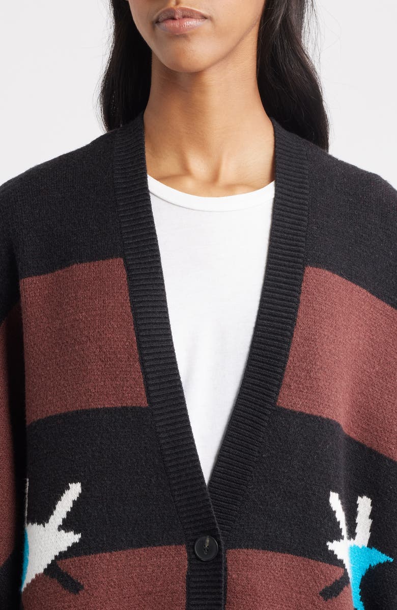 Dressed in Lala Here's to the Weirdos Oversize Cardigan, Alternate, color, Brown/ Black