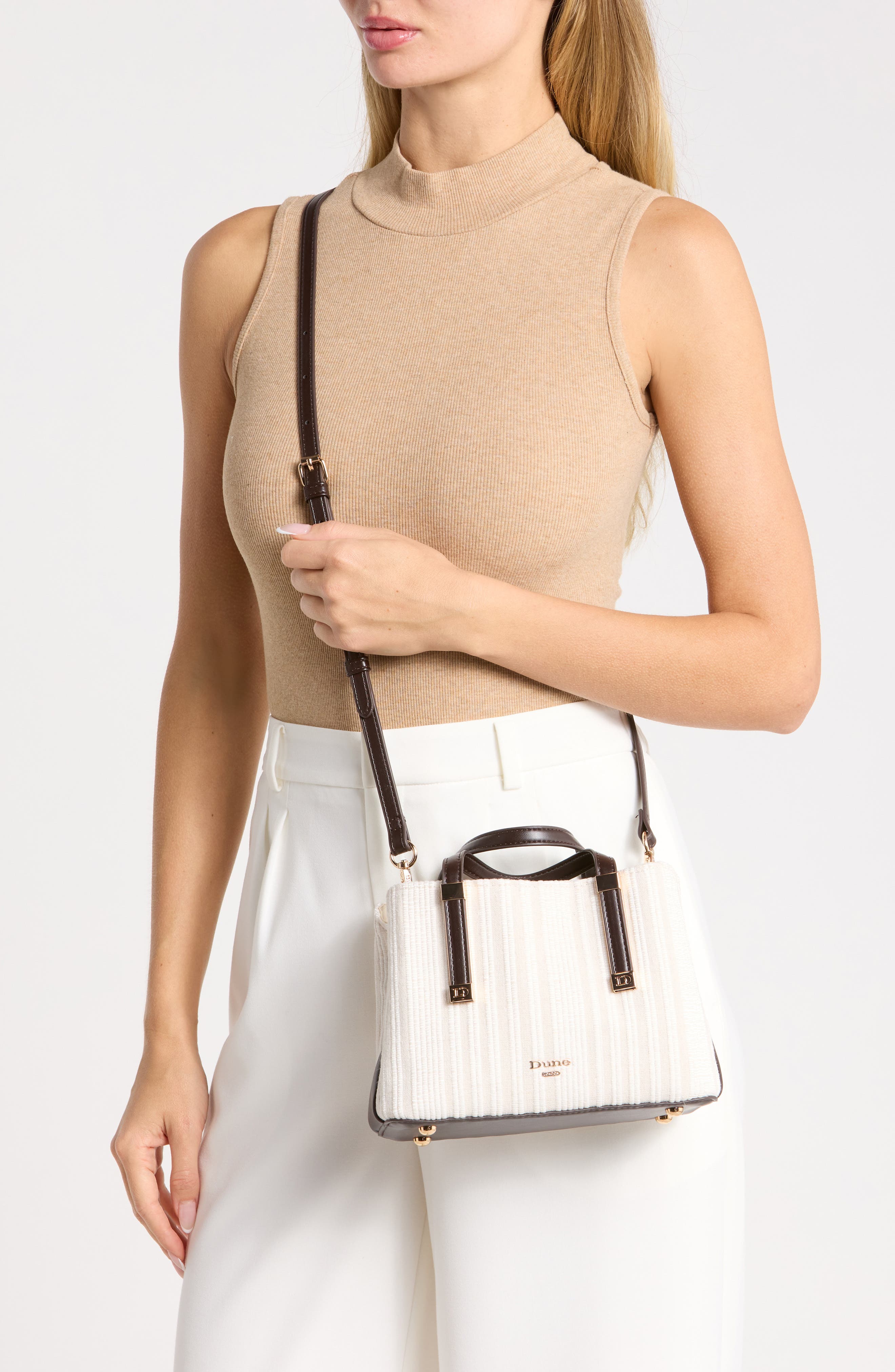 Dinky Dorrie Woven Canvas Satchel, Alternate, color, CREAM