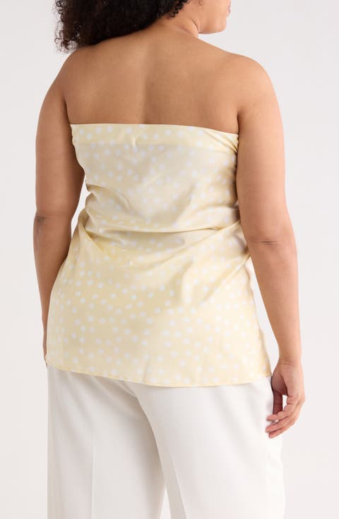 Polka Dot Strapless Tunic Top (Plus)