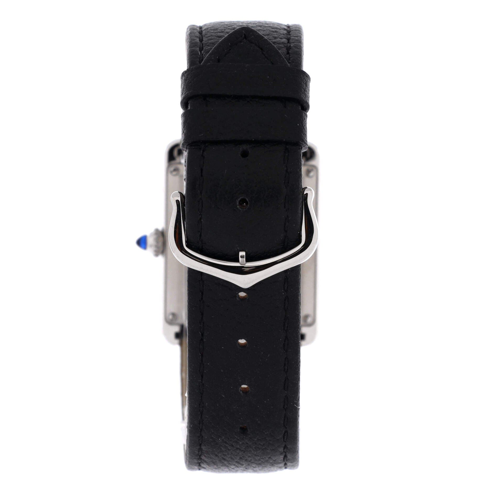 Must de Cartier Tank Quartz Watch Stainless Steel and Leather 25, Alternate, color, Black
