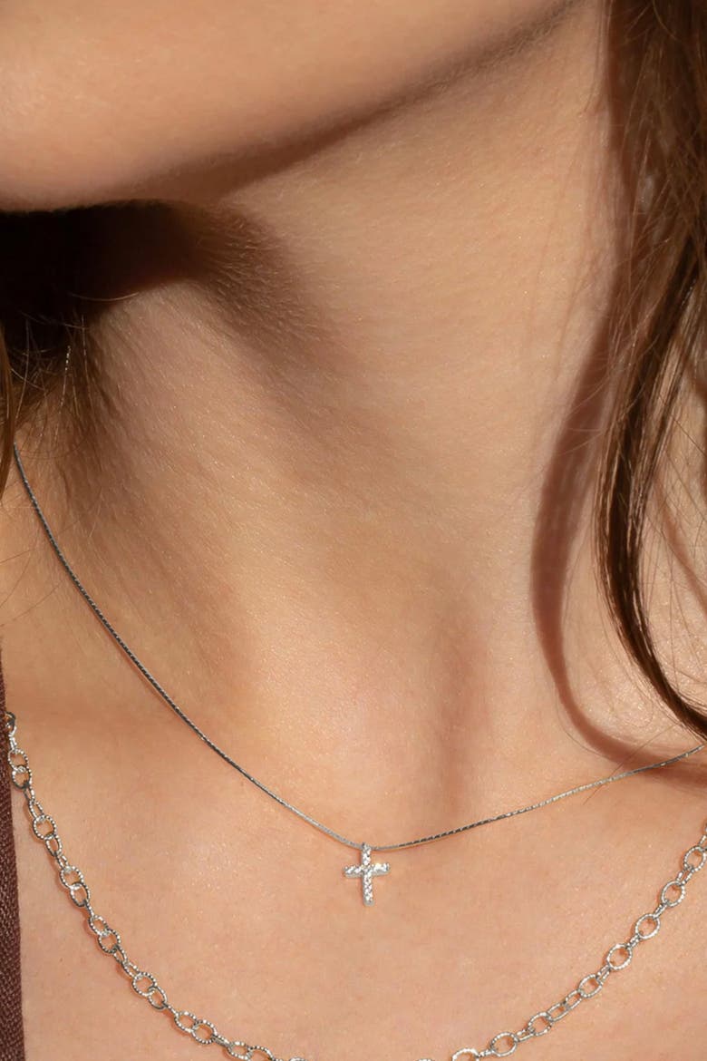 Sterling Silver 18k Gold Plated Weiss Cross Necklace Everyday Wear, Alternate, color, Silver