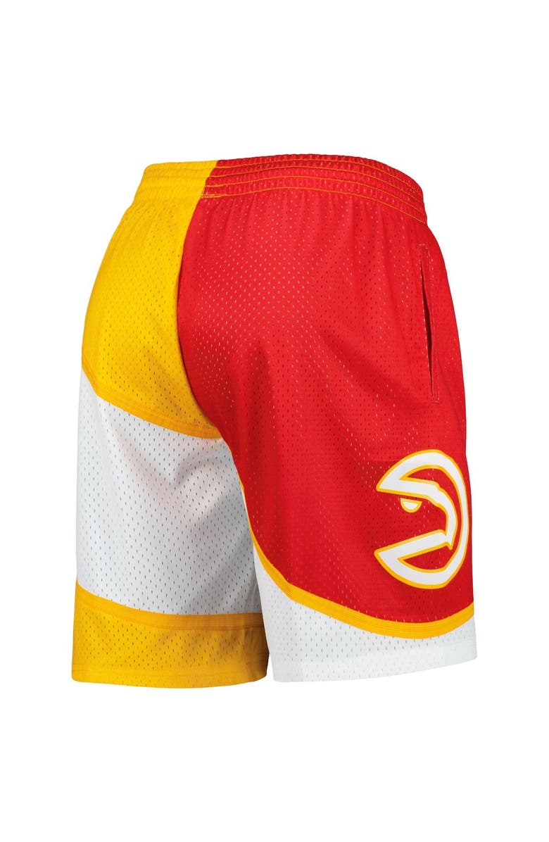 Mitchell & Ness Men's Mitchell & Ness Red/Yellow Atlanta Hawks Hardwood Classics 1986 Split Swingman Shorts, Alternate, color, Red
