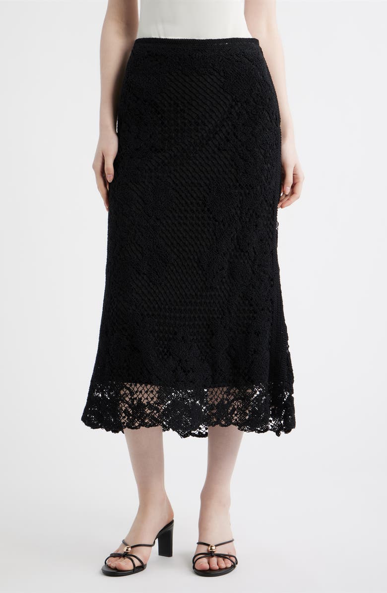 KOBI HALPERIN Lainey Open Stitch Maxi Skirt, Main, color, Black