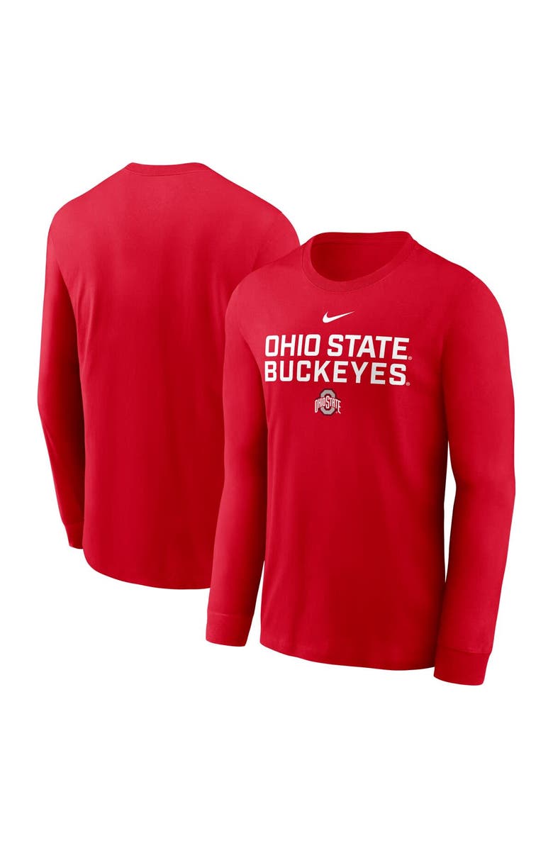 Nike Men's Nike Scarlet Ohio State Buckeyes 2025 Sideline Performance Long Sleeve T-Shirt, Main, color, 