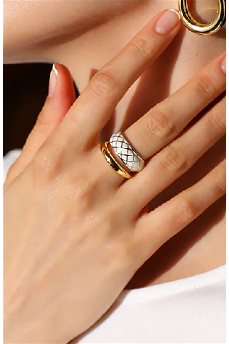 White Uraeus Ring, Alternate, color, White & Gold