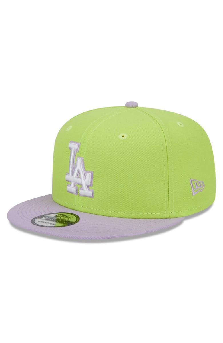 New Era Men's New Era Neon Green/Purple Los Angeles Dodgers Spring Basic Two-Tone 9FIFTY Snapback Hat, Main, color, Neon Green
