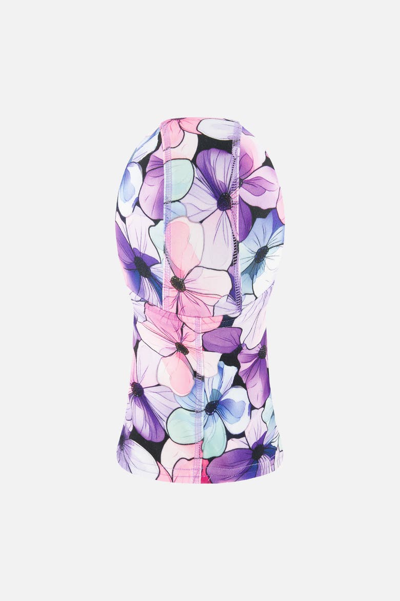 Floral Brushed Jersey Reflective Stretch Balaclava, Alternate, color, Purple Floral Print