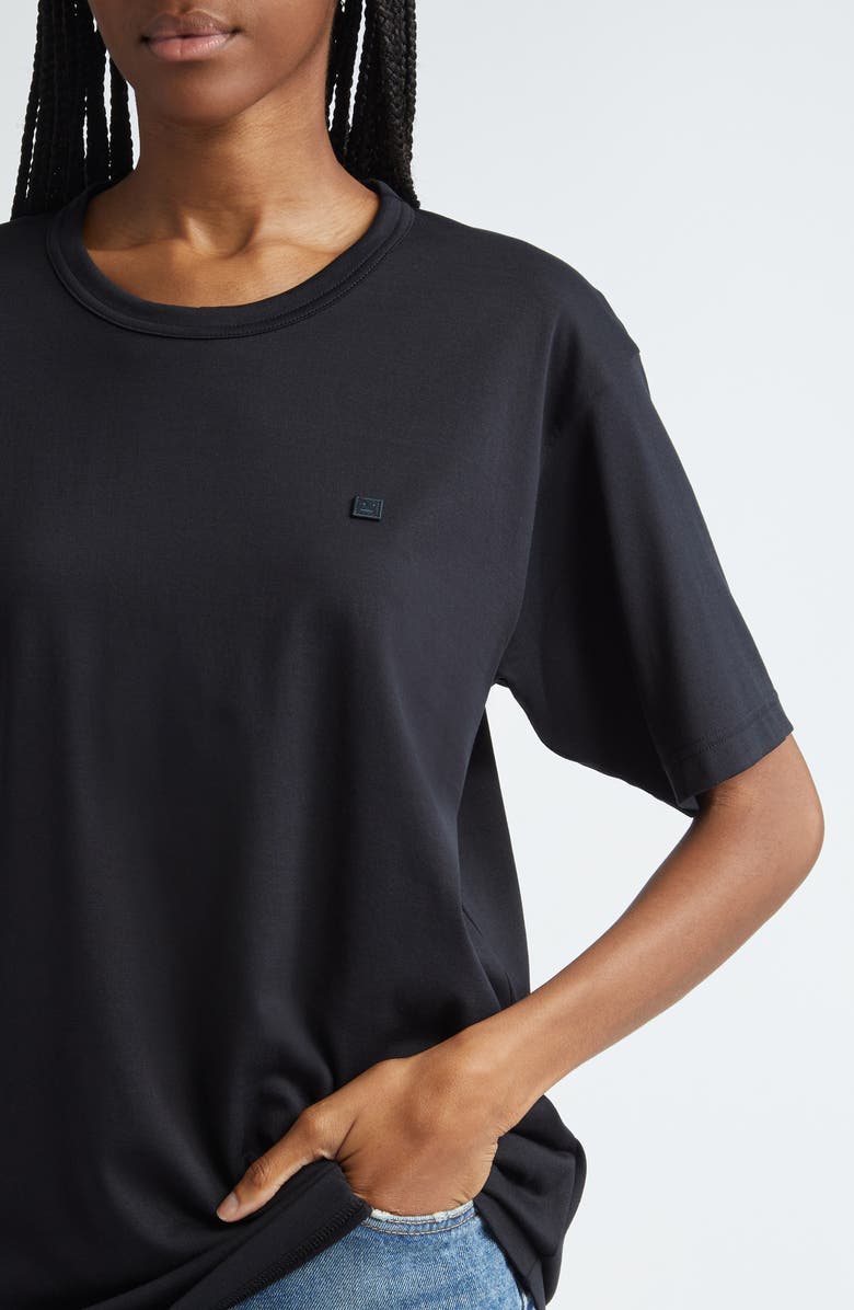 Acne Studios Nash Face Patch T-Shirt, Alternate, color, Black