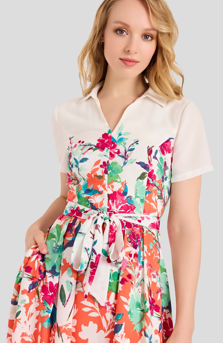 Tahari ASL Floral Fit & Flare Dress, Alternate, color, 