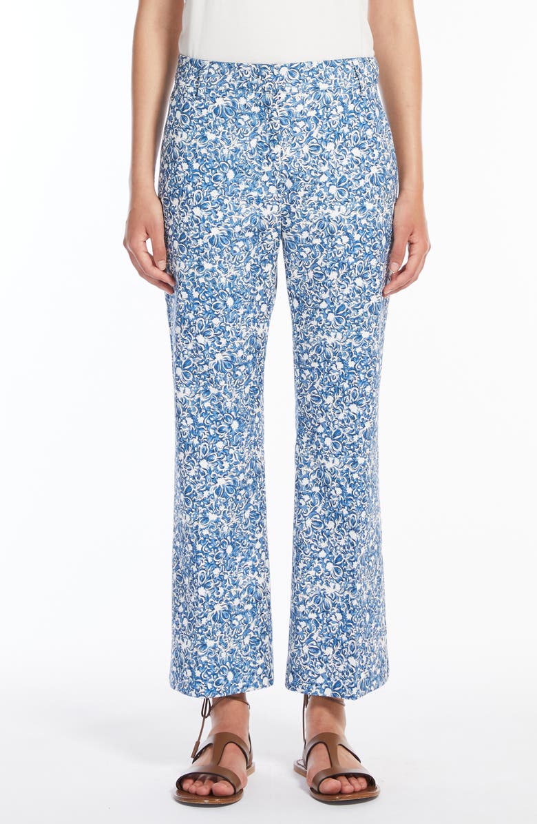 Weekend Max Mara Cadmio Floral Print Crop Pants, Main, color, Cornflower Blue
