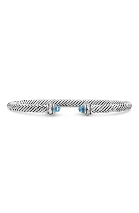 Cable Classic Bracelet with Semiprecious Stones & Diamonds, 4mm