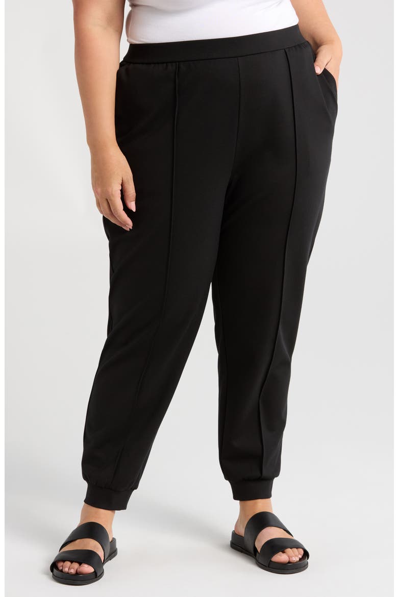 Pintuck Ponte Ankle Joggers, Main, color, BLACK