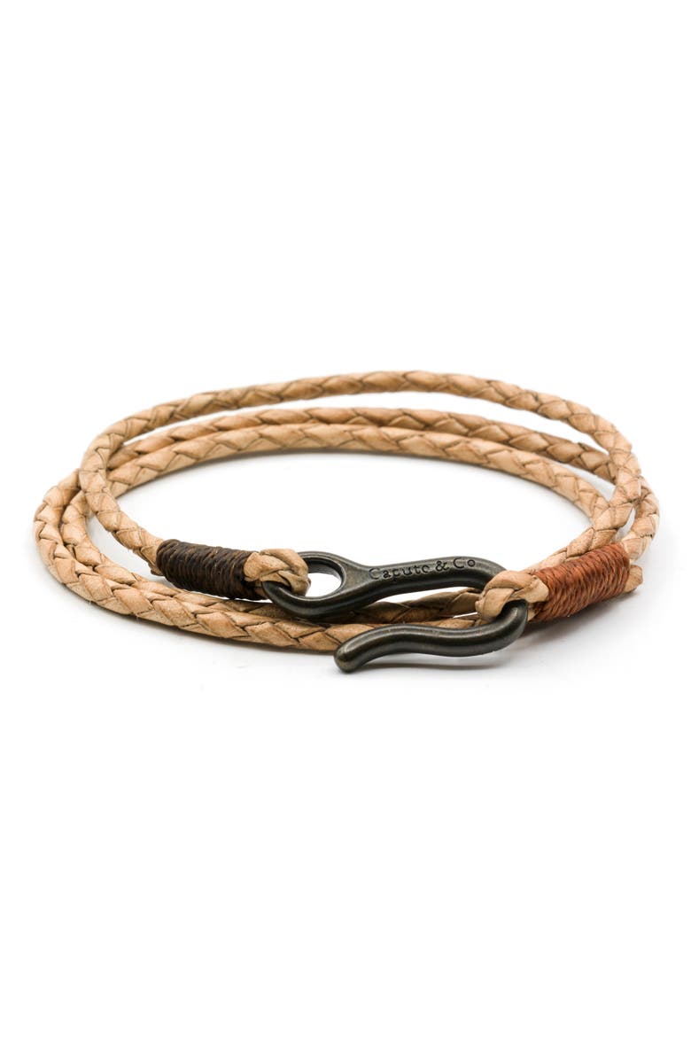 Caputo & Co. Braided Leather Wrap Bracelet, Alternate, color, 