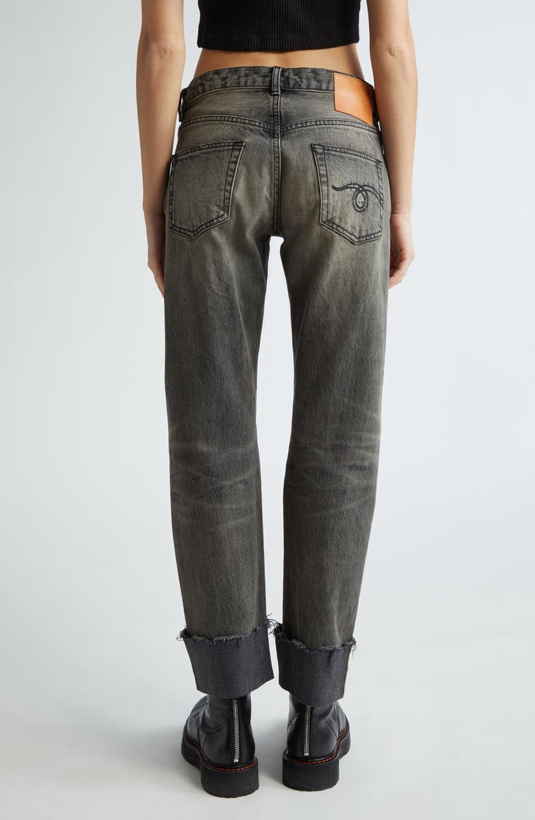R13 Romeo Cuffed Straight Leg Jeans, Alternate, color, Hayne Selvedge Black