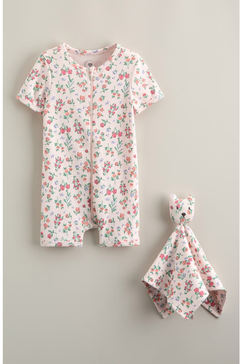 Print Romper & Lovey Set, Main, color, PINK HEAVEN SUGAR FLORAL
