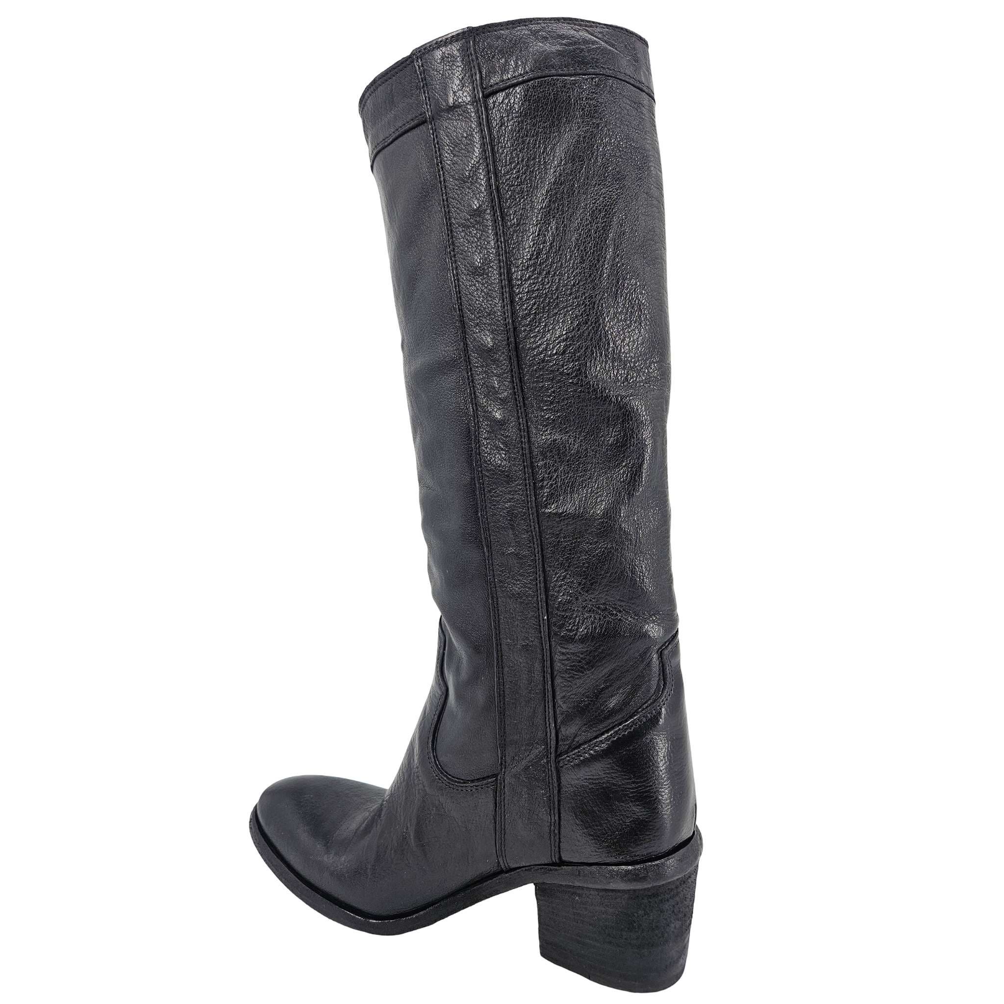 Madison Maison Washed Leather Knee-High Pull-on Boot, Alternate, color, Black