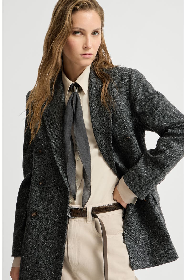 Virgin wool donegal blazer with monili, Alternate, color, Anthracite