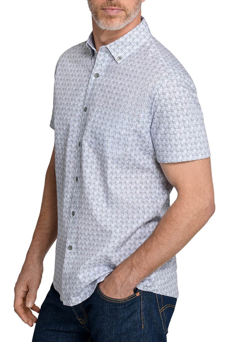 Faded Square Reworked Short Sleeve Button-Up Shirt, Alternate, color, CHARCOAL